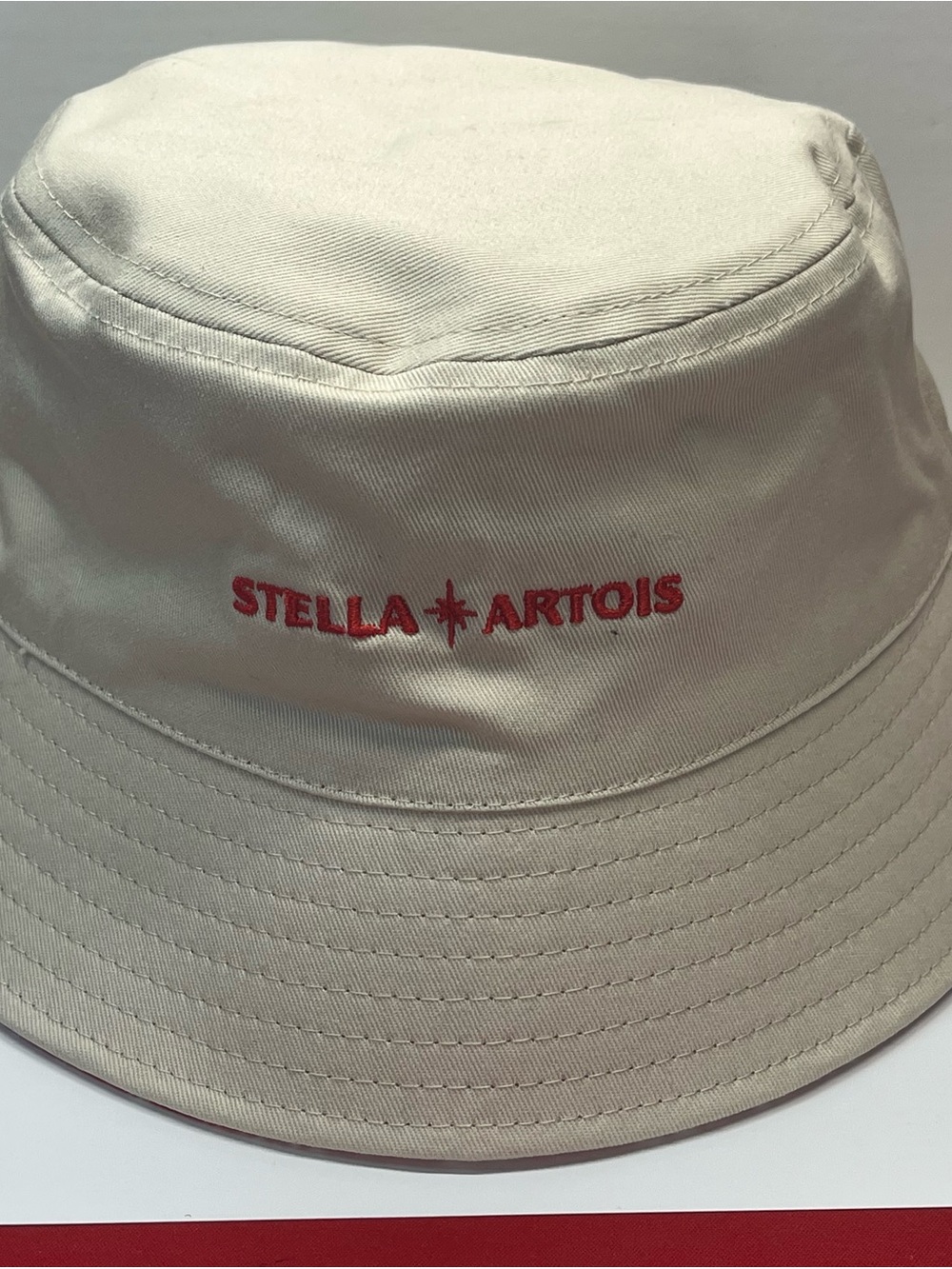 Stella Artois Embroidered Cream Bucket Hat - Reversible